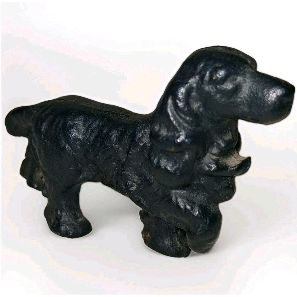 Cocker Spaniel Cast Iron Paperweight Paper Weight, Black Vintage